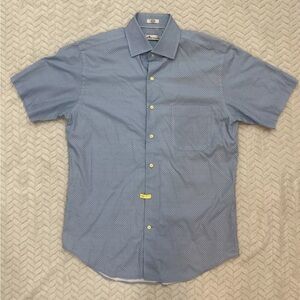 Men's Peter Millar All Over Mini Paisley Cotton Dress Shirt Blue Size Medium